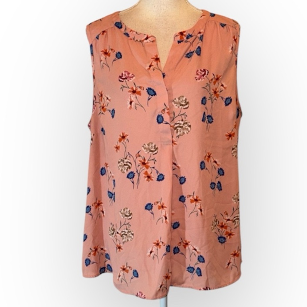 Daniel Rainn pink sleeveless lightweight floral blouse shirt